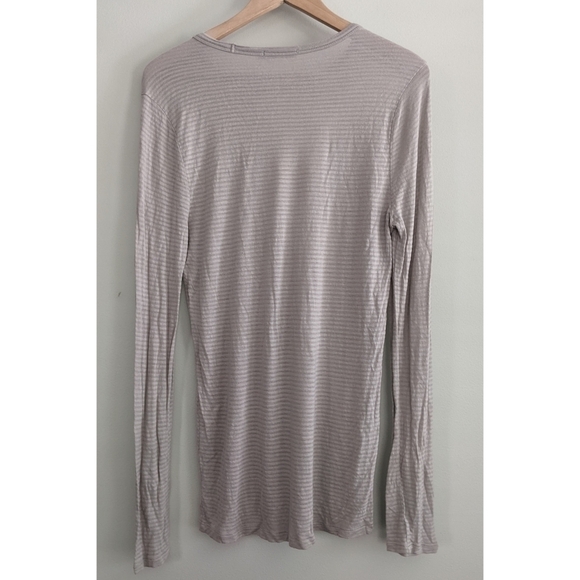 T by Alexander Wang Striped Rayon Henley Tee - Picture 3 of 4